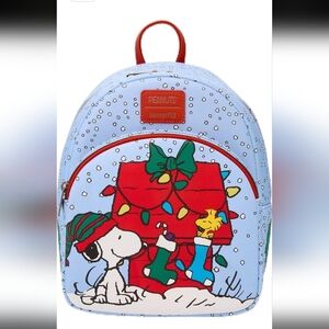 Peanuts Backpack Purse - Light Blue and Red